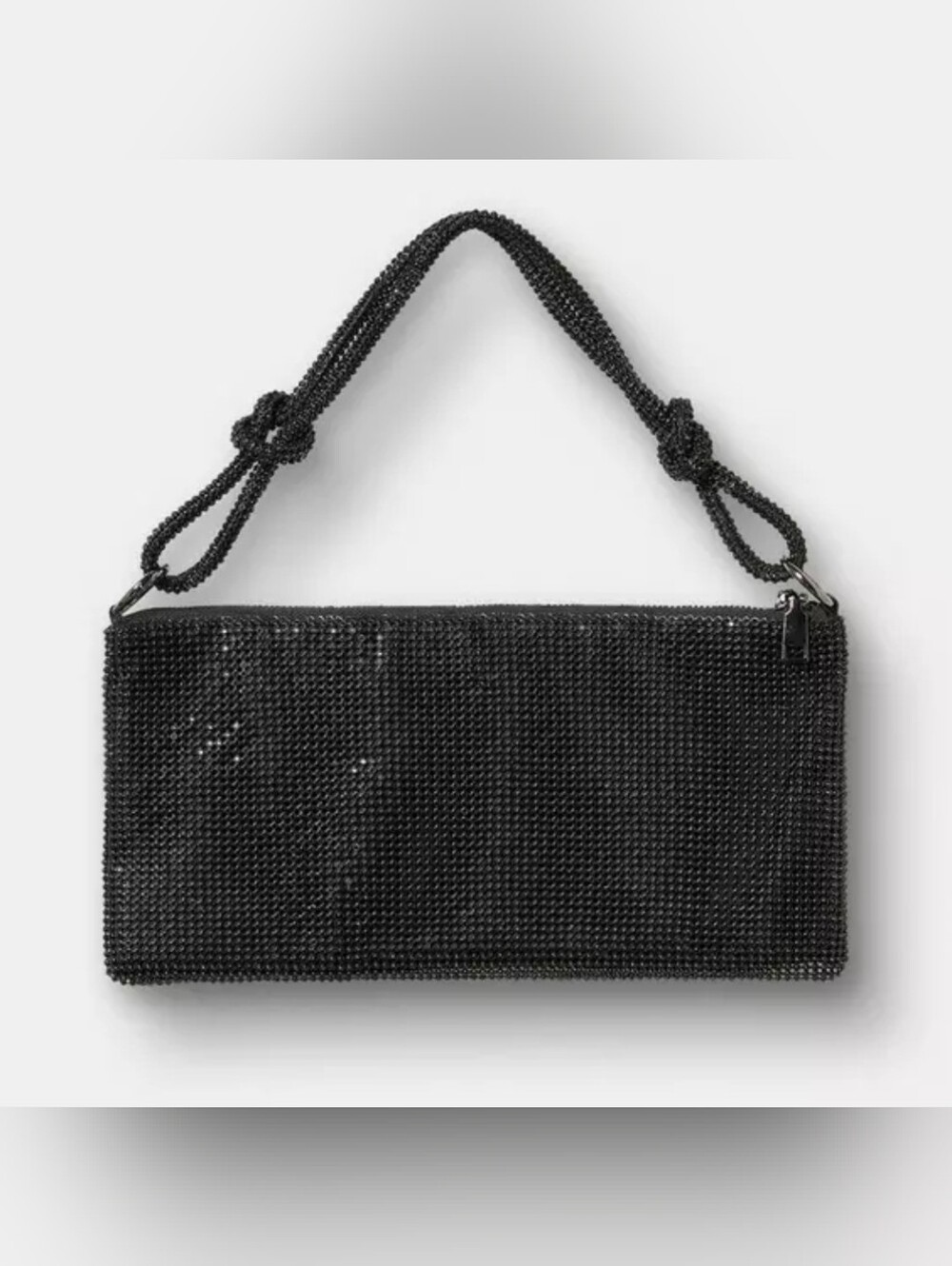 Black Crystal-Embellished Shoulder Bag